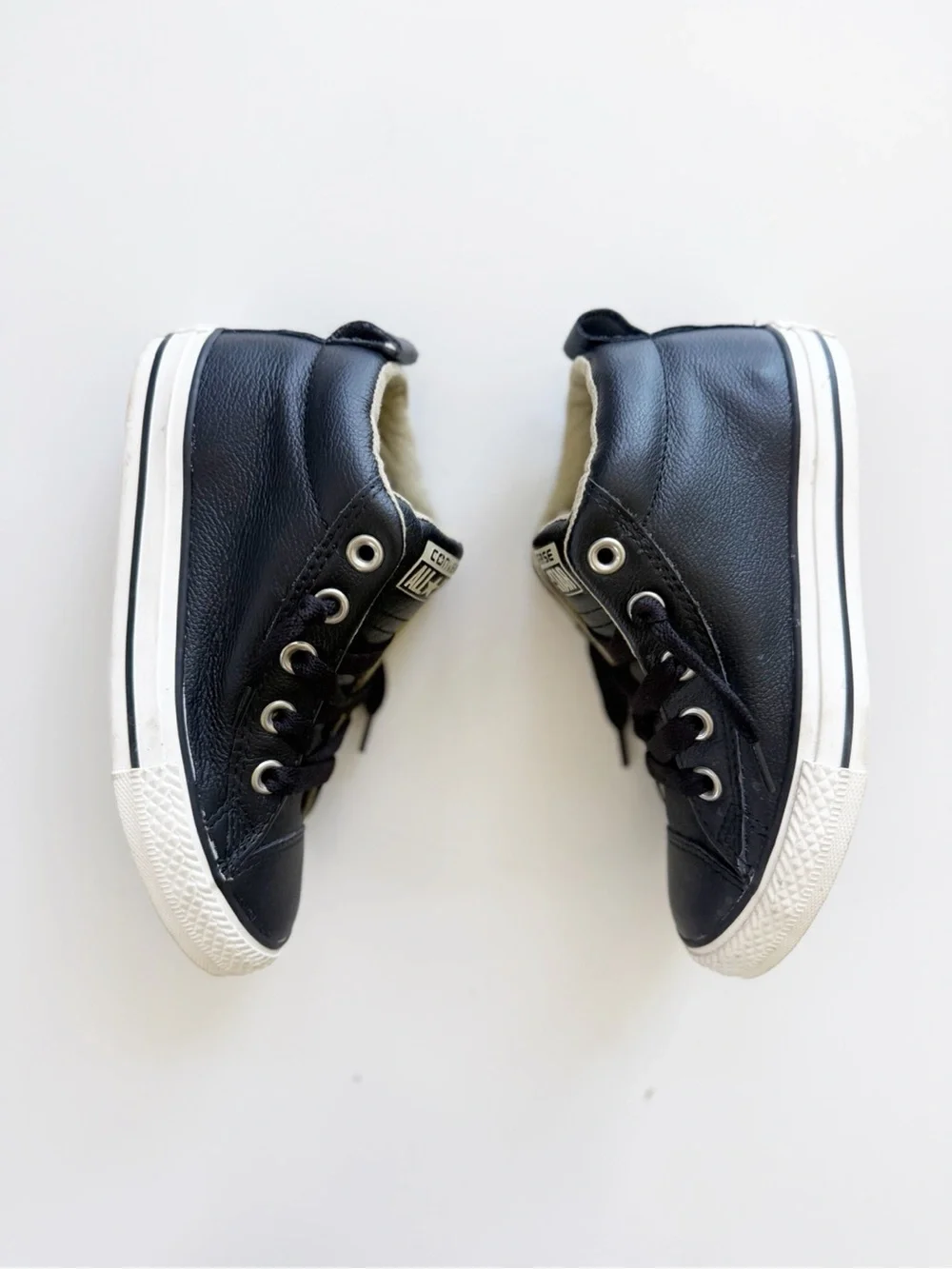 Converse Black Leather All Star Hi Tops Size 12